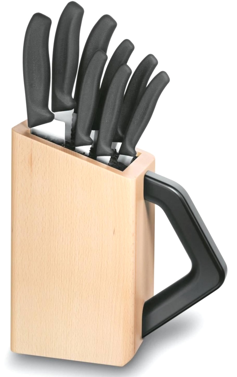Набор ножей Victorinox Swiss Classic, 8шт., подставка, черный (6.7173.8)