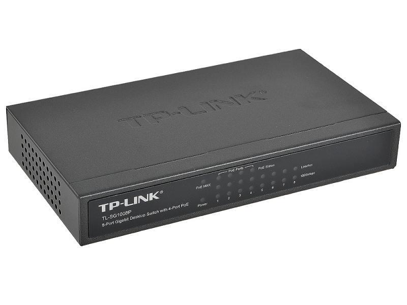 Коммутатор TP-LINK TL-SG1008P, кол-во портов: 8x1 Гбит/с, PoE: 4x30Вт (макс. 64Вт) (TL-SG1008P)