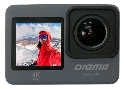 Прочие экшн-камеры  E2E4 Экшн-камера Digma DiCam 870, 3840x2160, USB, WiFi, серый (DC870)