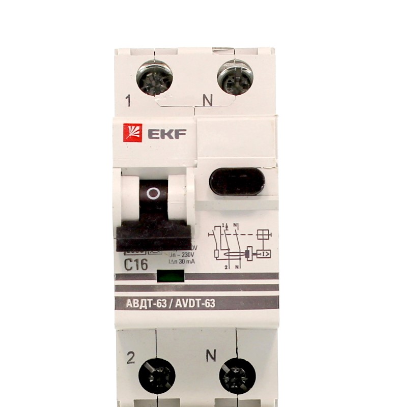 Выключатель автоматический дифференциального тока EKF PROxima АВДТ-63, 2P, C, 32А, A/30мА (DA63-32-30e)