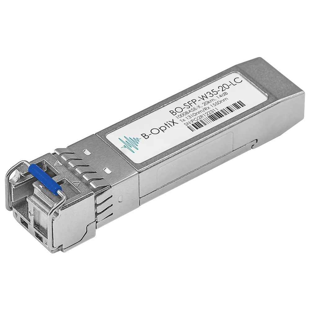 Модуль SFP B-OptiX, 20 км, LC, Tx:1310 нм, Rx:1550 нм, 1 Гбит/с, SM, одинарный, WDM (BO-SFP-W35-20-LC)