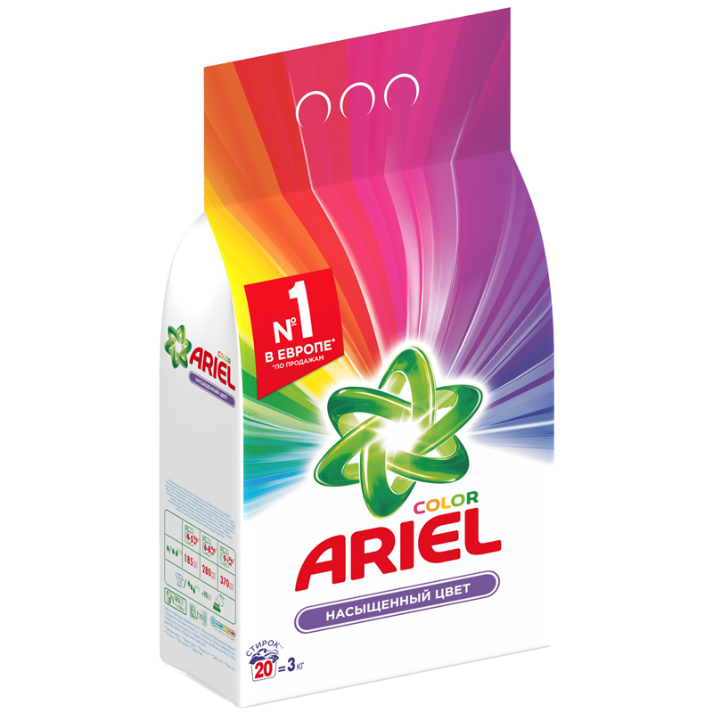   E2E4 Стиральный порошок Ariel Color , для цветного белья, 3кг, автомат