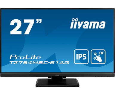 Монитор 27 Iiyama T2754MSC-B1AG IPS, сенсорный, 1920x1080 (16:9), 300кд/м2, 4мс, 178°/178°, FreeSync, VGA, DVI, HDMI, USB-Hub, веб-камера, черный (T2754MSC-B1AG)