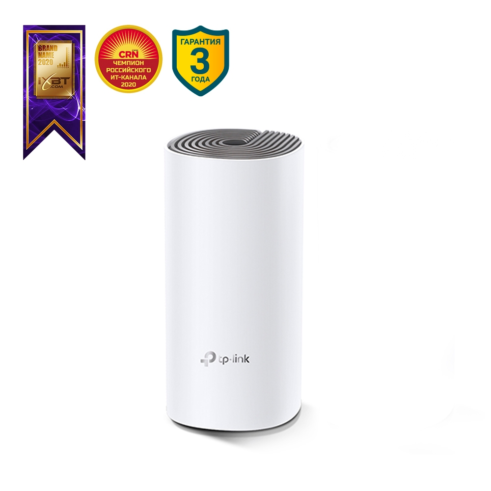   E2E4 Mesh система TP-LINK Deco E4, 802.11a/b/g/n/ac, 2.4/5ГГц, до 1167 Мбит/с, LAN 1x100 Мбит/с, WAN 1x100 Мбит/с, внутренних антенн: 2 (DECO E4(1-PACK))