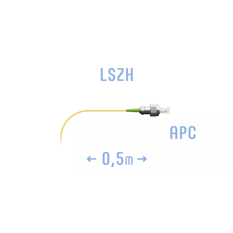 Пигтейл SNR, FC/APC, одномодовый, 9/125, G.652.D, одинарный, 50см, желтый (pigtail FC/APC SM 0,5 m)