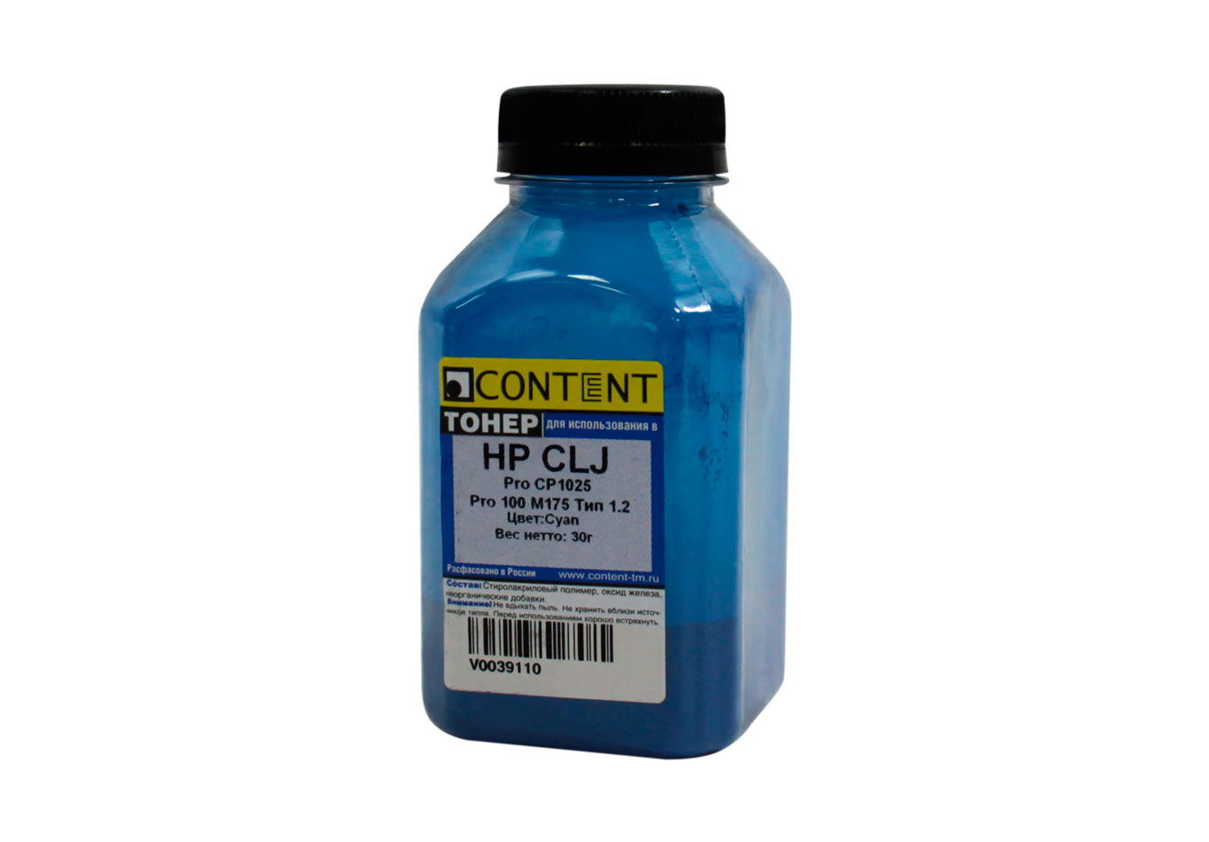 Тонер совместимый  E2E4 Тонер Content Тип 1.2, бутыль 30 г, голубой, совместимый для CLJ Pro CP1025, Pro 100 M175 (V0039110)