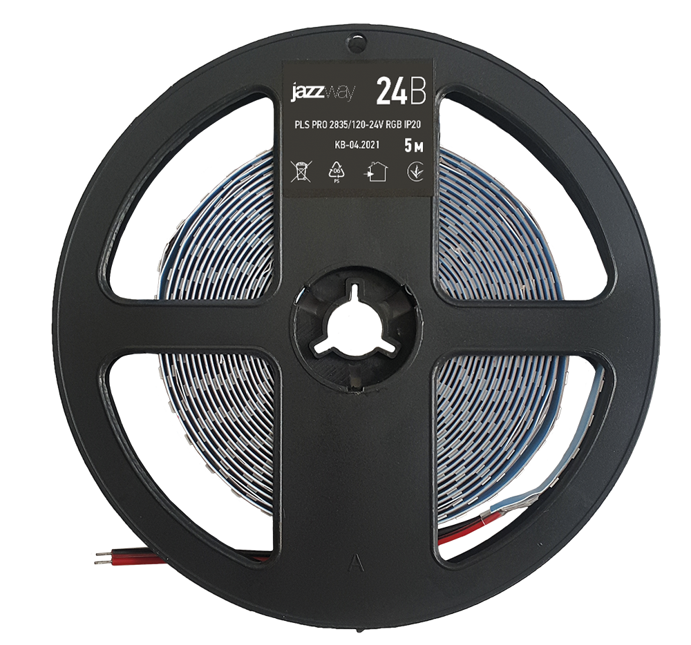 Лента светодиодная, 5 м, SMD 2835, 120 шт./14 Вт на метр, 24V, RGB, IP20 JazzWay (5033986)