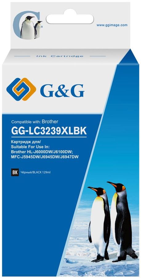 Картридж струйный G&G GG-LC3239XLBK (LC3239XLBK), черный, совместимый, 129мл, для Brother Brother HL-J6000DW/J6100DW