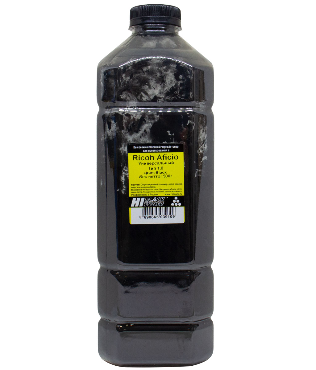 Тонер совместимый Тонер Hi-Black Тип 1.0, бутыль 500 г, черный, совместимый для Ricoh Aficio SP-C220/221/222/231/232/242/250/261DNw/311/312/320, Ipsio SP-C241/251/310/320/341/342, универсальный (20111801)