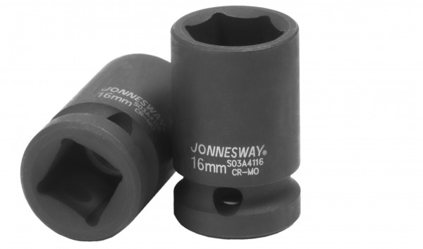Головка торцевая Jonnesway, ударная, шестигранная, 16мм, 1/2, высота 38мм (S03A4116)
