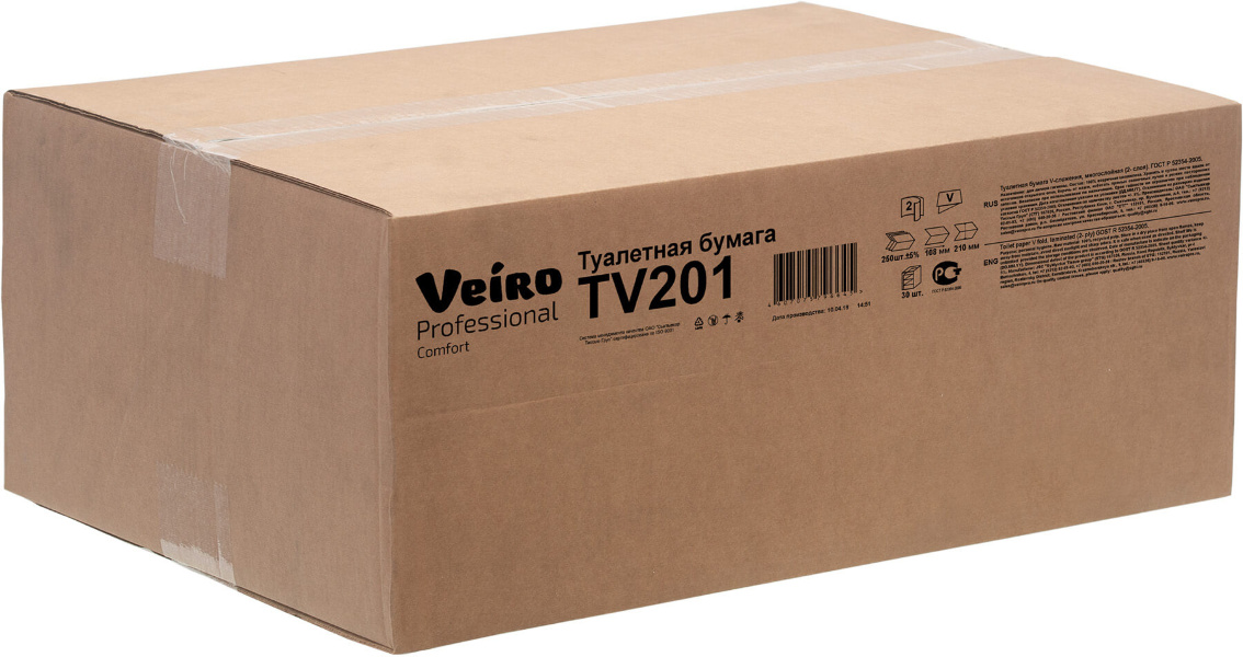 Туалетная бумага и бумажные полотенца Бумага туалетная Veiro Professional Comfort T3, слоев: 2, листов 250шт., белый, 30шт. (TV201)
