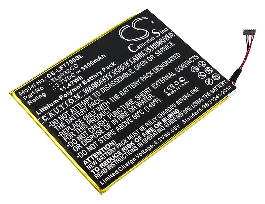   E2E4 Аккумулятор CameronSino CS-LFT700SL, 3.7V, 3100mAh, Li-pol для Alcatel OT-9005X, One Touch Pixi 8 8.0 3G