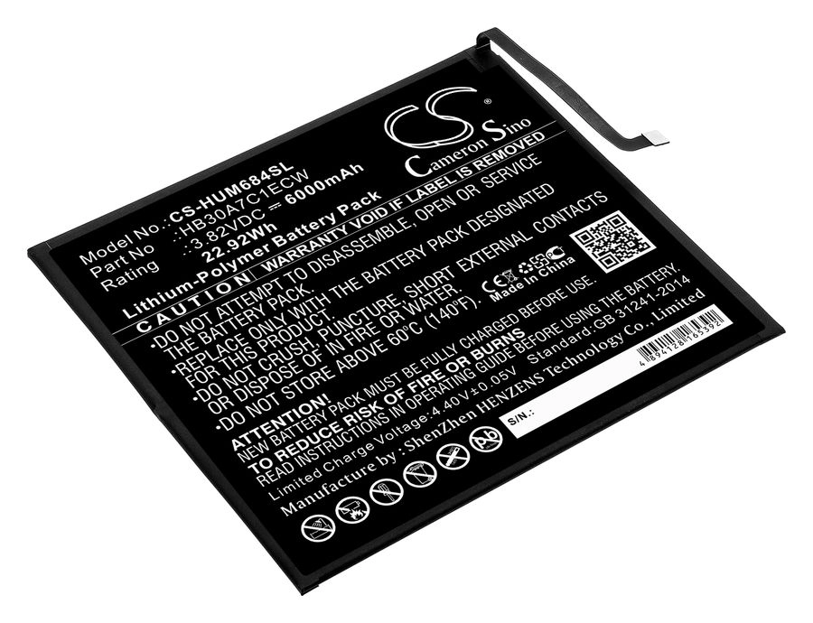  Аккумулятор CameronSino CS-HUM684SL, 3,82, 6000mAh, Li-pol для Huawei MediaPad M6 8.4, VRD-AL09, VRD-W09
