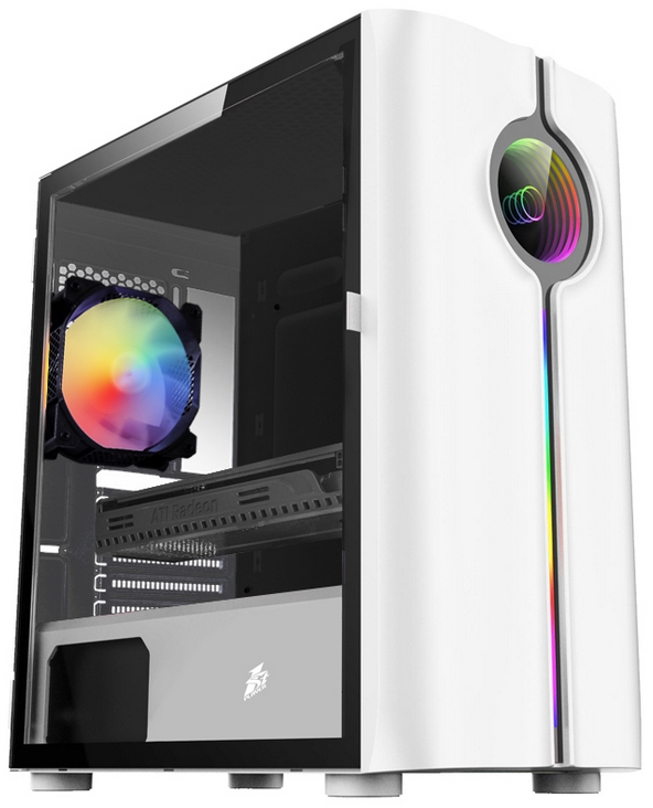 Корпус 1STPLAYER INFINITE SPACE IS3, mATX, Midi-Tower, USB 3.0, RGB подсветка, белый, без БП (IS3-WH-1F2-W)