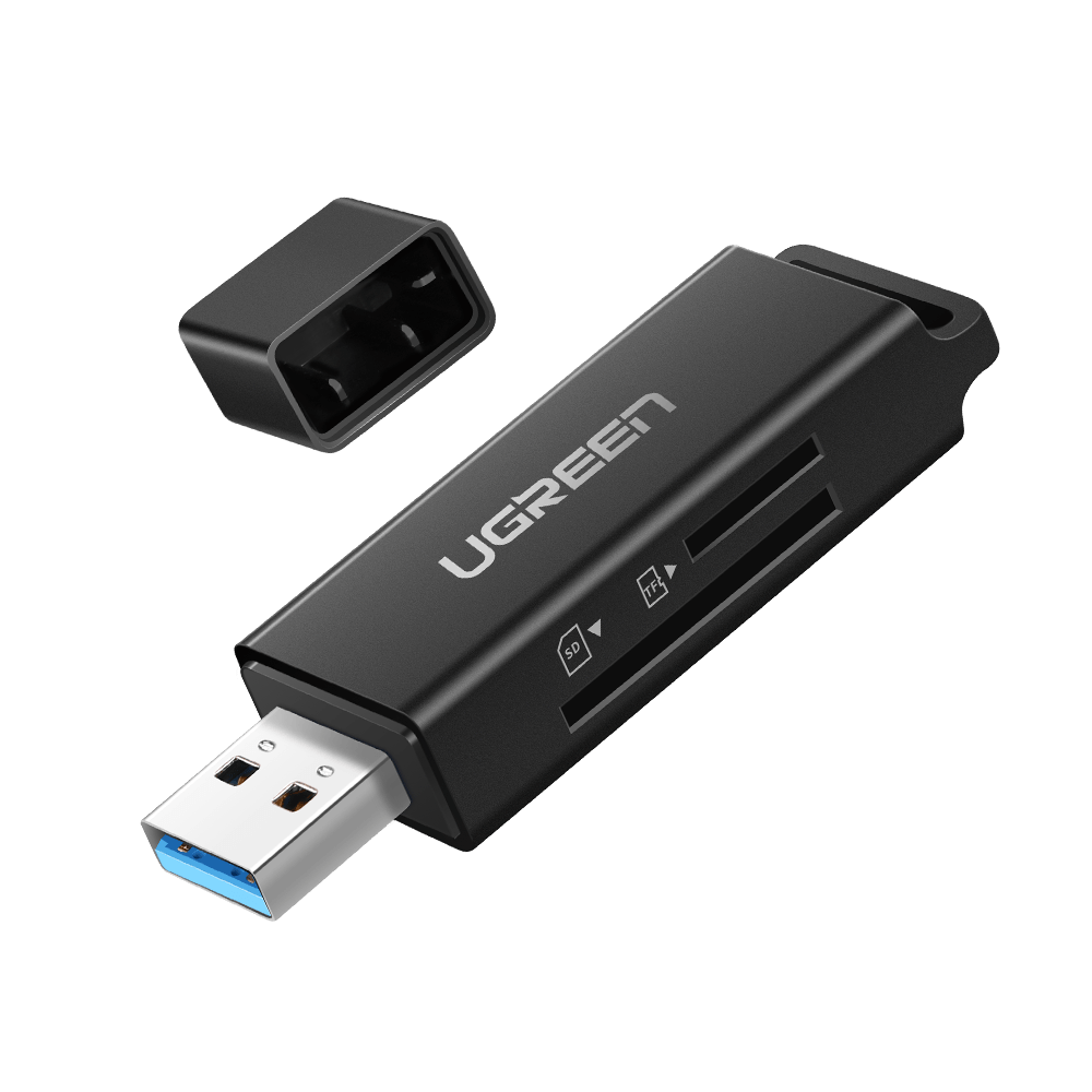 Считыватели карт памяти  E2E4 Картридер внешний UGREEN CM104 , SD/microSD, USB 3.0, черный (40752)