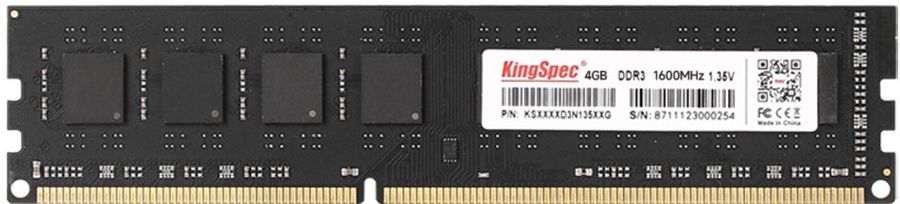 Память DDR3L DIMM 4Gb, 1600MHz, CL11, 1.35 В, KingSpec (KS1600D3P13504G)