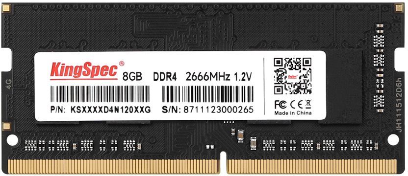 Для ноутбука (SO-DIMM) Память DDR4 SODIMM 8Gb, 2666MHz, 1.2 В, KingSpec (KS2666D4N12008G)