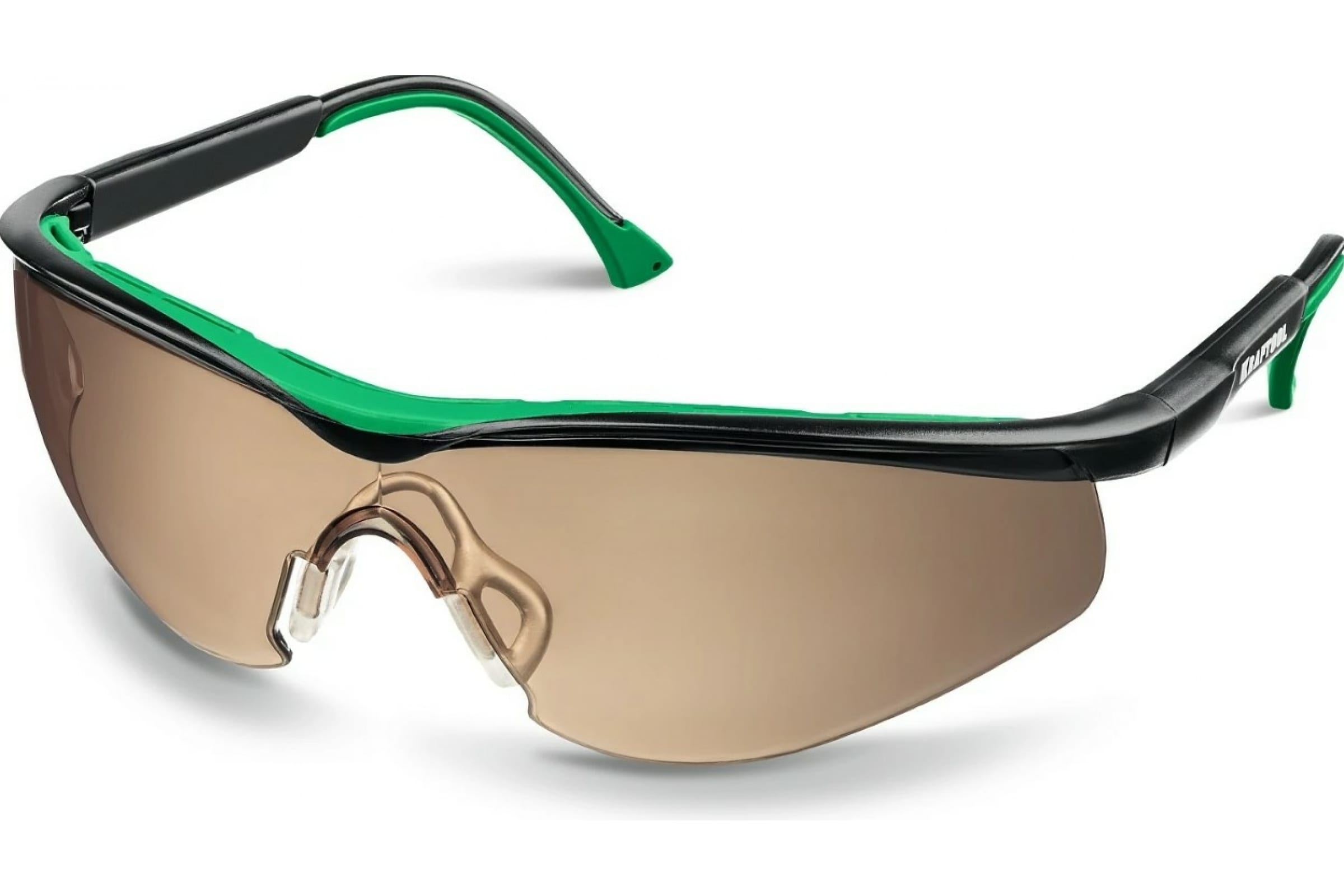 Защитные очки  E2E4 Очки защитные Kraftool BASIC 110319, открытые, черный/зеленый (110319)