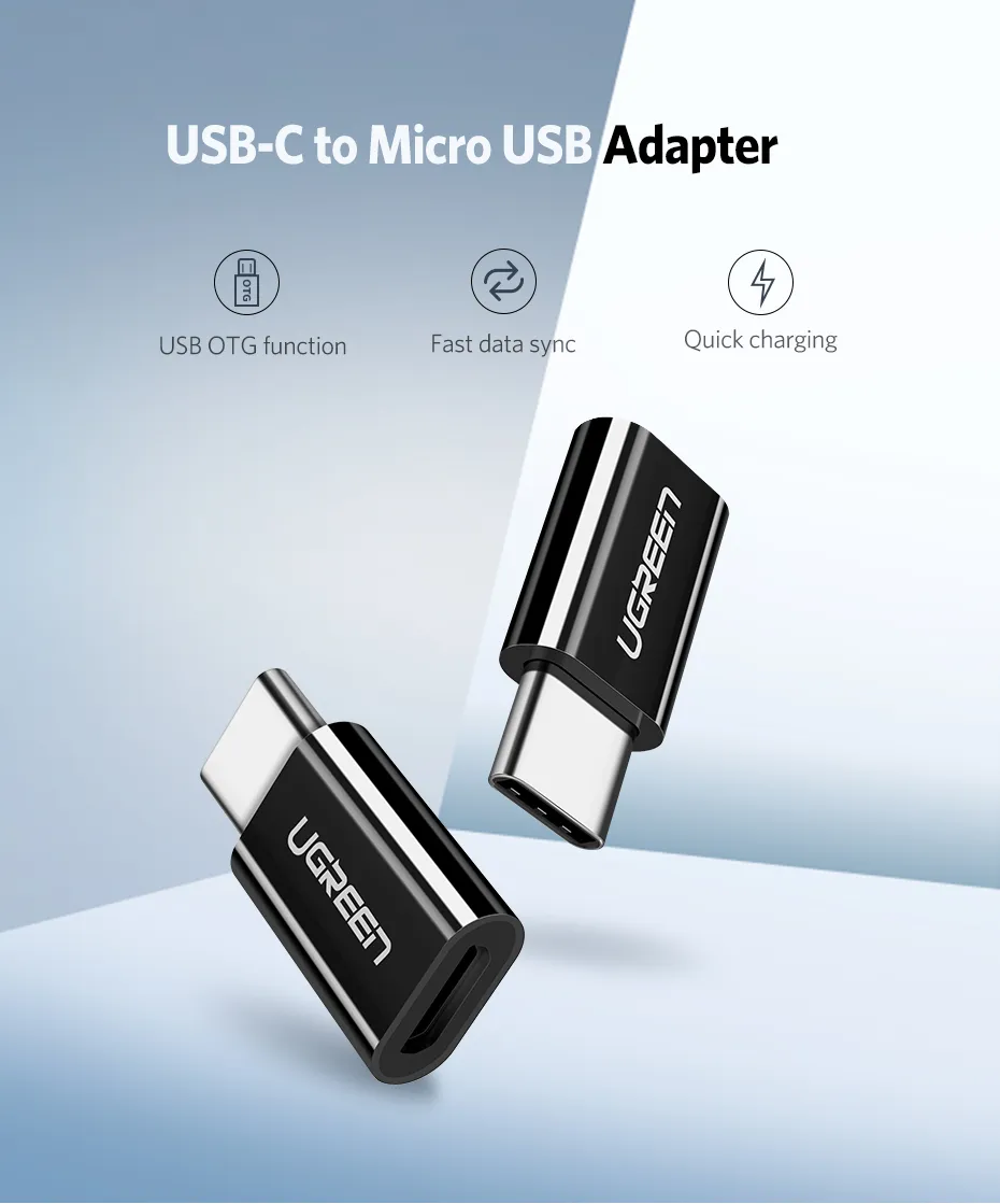 Переходник (адаптер) Micro USB-USB Type-C, черный UGREEN US157 (30391)