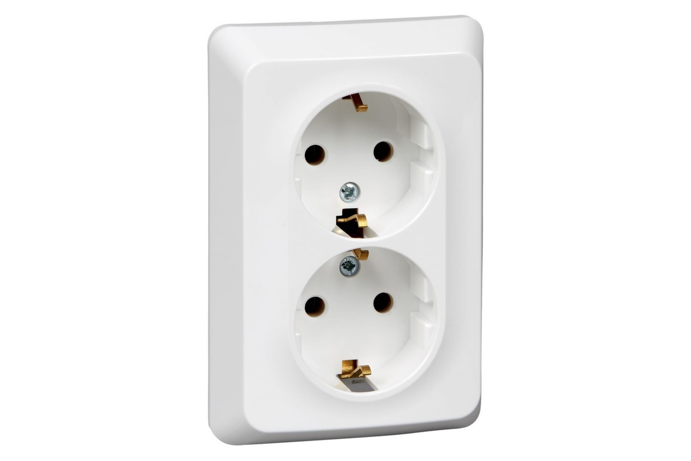 Розетка Schneider Electric Этюд, скрытый монтаж, 2-х постовая, с з/к, 16A, в сборе, IP20, белый (PC16-107B)