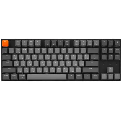 Клавиатура проводное/беспроводное Keychron K8, механическая, Gateron Brown, подсветка, Bluetooth / USB, черный/серый (K8G3)