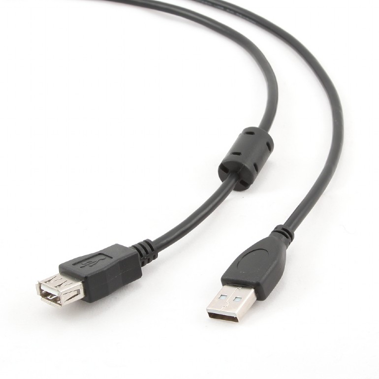 Кабель-удлинитель USB(Am)-USB(Af), ферритовый фильтр, 3 м, черный, Bion BXP-CCF-USB2-AMAF (BXP-CCF-USB2-AMAF-030)