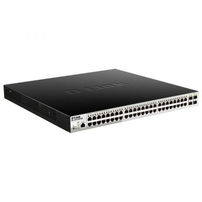 Коммутатор D-link DGS-1210-52MPP, управляемый, кол-во портов: 48x1 Гбит/с, кол-во SFP/uplink: SFP 4x1 Гбит/с, установка в стойку, PoE: 48x30Вт (макс. 740Вт) (DGS-1210-52MPP/E2A)