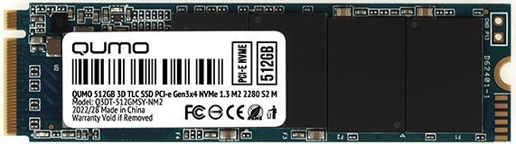 Твердотельный накопитель (SSD) Qumo 512Gb Novation 3D, 2280, M.2, NVMe (Q3DT-512GMSY-NM2)