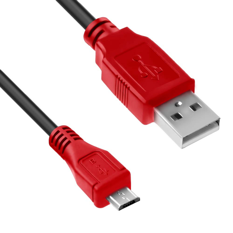 Кабель Micro USB-USB, 1м, черный/красный 4PH (4PH-R90006)