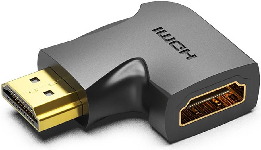 Переходник (адаптер) HDMI(19M)-HDMI(19F) угловой v2.0 4K, черный Vention (AIQB0)