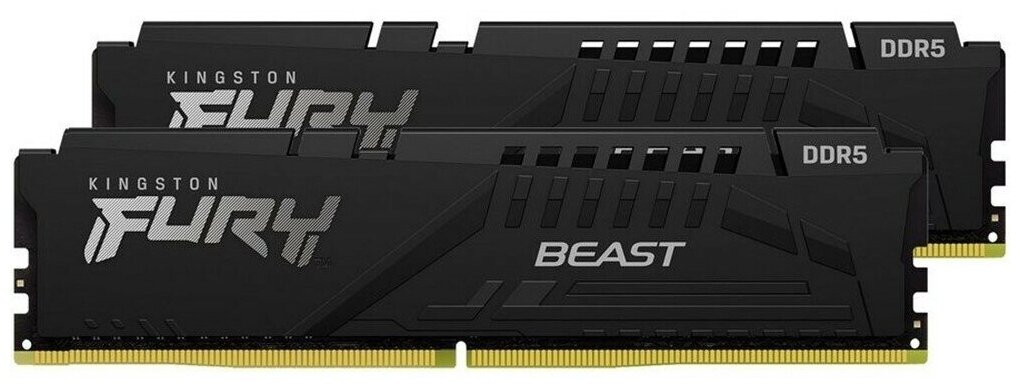Комплект памяти DDR5 DIMM 16Gb (2x8Gb), 4800MHz, CL38, 1.1V Kingston FURY Beast Black (KF548C38BBK2-16)