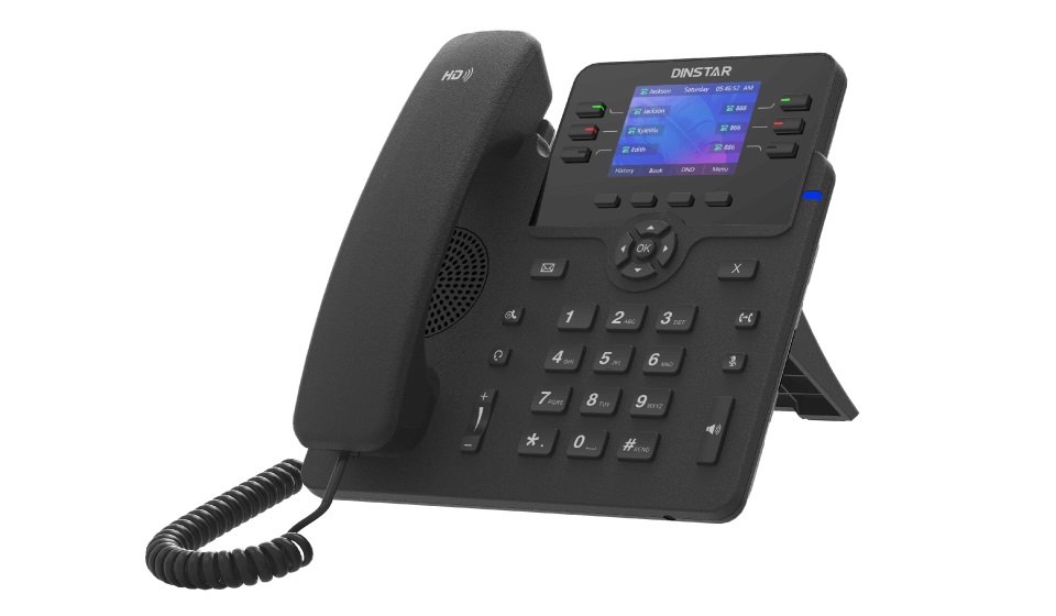 VoIP телефоны VoIP-телефон DINSTAR C63GP, 3 SIP-аккаунта, цветной дисплей, PoE, черный (C63GP)