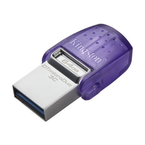 Флешка 64Gb USB 3.2 Gen 1 (USB-A + USB Type-C) Kingston DataTraveler MicroDuo 3C DTDUO3CG3/64GB, фиолетовый (DTDUO3CG3/64GB)