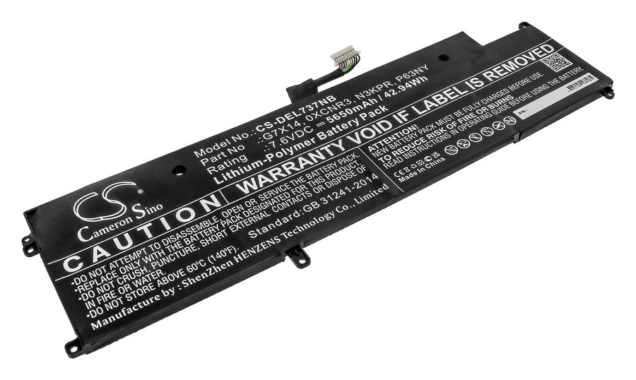 Аккумуляторная батарея CameronSino для Dell Latitude E7370, Latitude 13 7370, Latitude 7370, 7.6V, 5650mAh, 42.9Wh, черный (CS-DEL737NB)