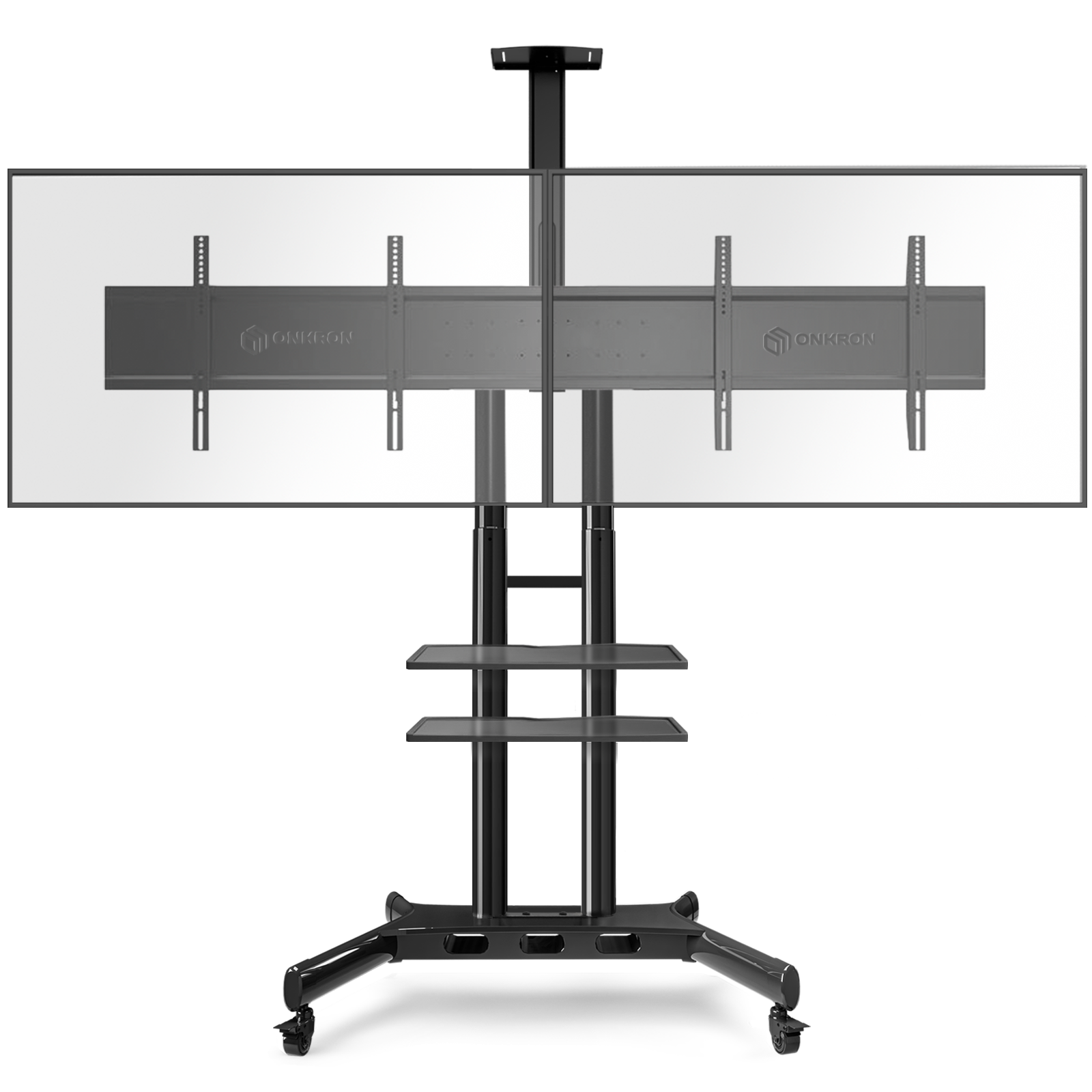 Стойка мобильная для дисплеев и телевизоров ONKRON TS1881DVB, 40-65, 2-монитора, VESA 200x200мм-800x500мм, до 90.9 кг, черный (TS1881DVB)