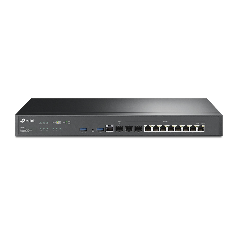 Маршрутизатор TP-Link Omada ER8411, LAN: 8x1 Гбит/с, WAN 1x10 Гбит/с, кол-во SFP/uplink: SFP+ 2x10 Гбит/с (ER8411)