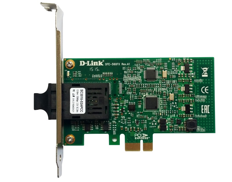 Сетевые карты  E2E4 Сетевая карта D-link DFE-560FX, SC, 100 Мбит/с, PCI-E, Bulk (DFE-560FX/A1A)