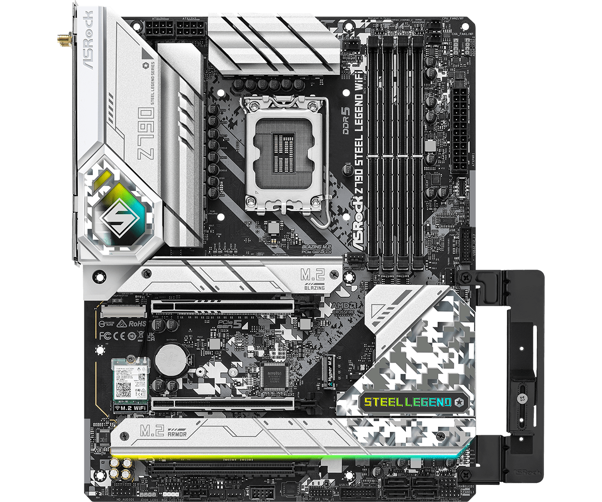Материнская плата ASRock STEEL LEGEND WIFI, Socket1700, Intel Z790, 4xDDR5 DIMM, PCI-Ex16, 8SATA3, 7.1-ch, 2.5GLAN, 12 USB 3.2, 2 USB Type-C, HDMI, DP, ATX, Retail