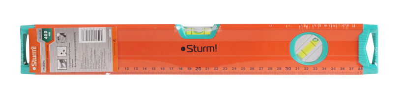 Строительный уровень 40 см, точность 1 мм/м, 3 глазка, пузырьковый, магнитный, Sturm! (2015-05-400)