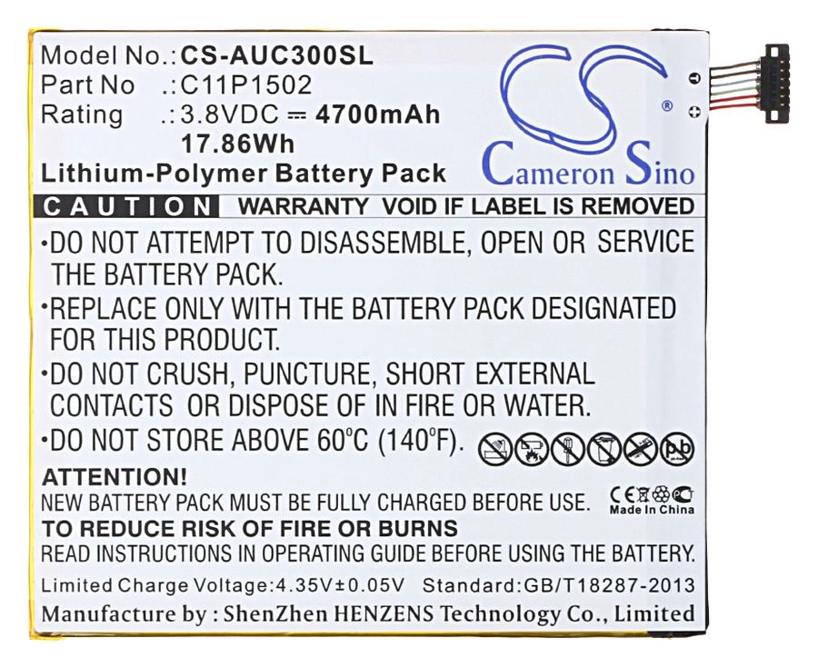   E2E4 Аккумулятор CameronSino CS-AUC300SL, 3.8V, 4700mAh, Li-pol для Asus ZenPad 10 Z300C, Z300CG
