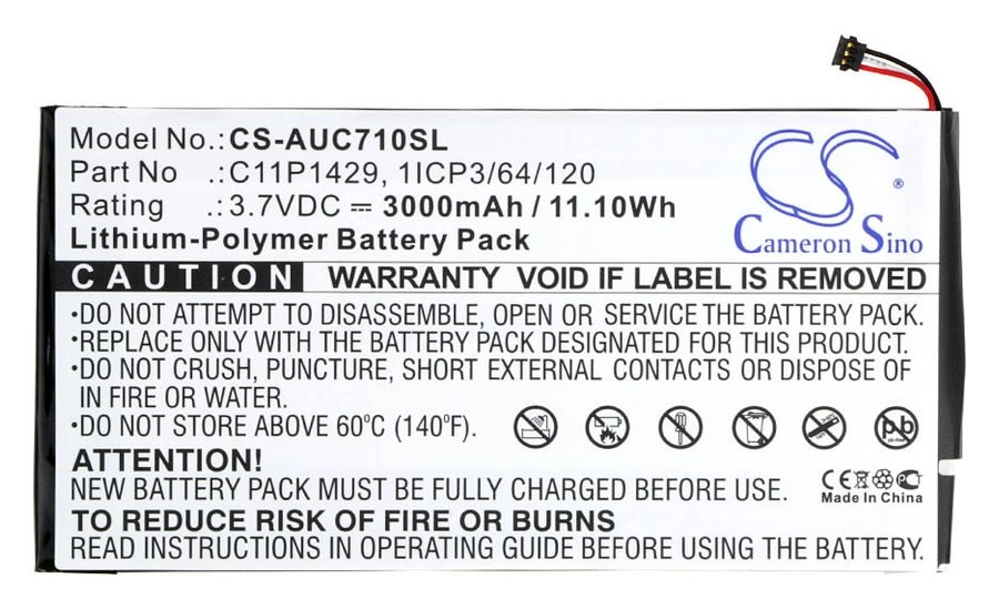  Аккумулятор CameronSino CS-AUC710SL, 3.7V, 3000mAh, Li-pol для Asus Zenpad C 7 Z170CG