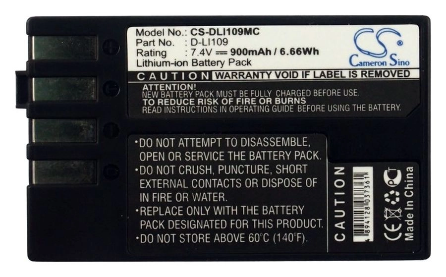 Аккумулятор CameronSino CS-DLI109MC/ CS-DLI109M, D-LI109, 900mAh, 7.4V для Pentax K-R