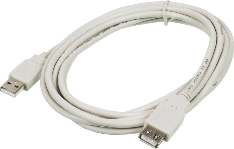 Кабель-удлинитель USB(Am)-USB(Af), 3 м, серый, Ningbo USB2.0-AM-AF-3 (841879)