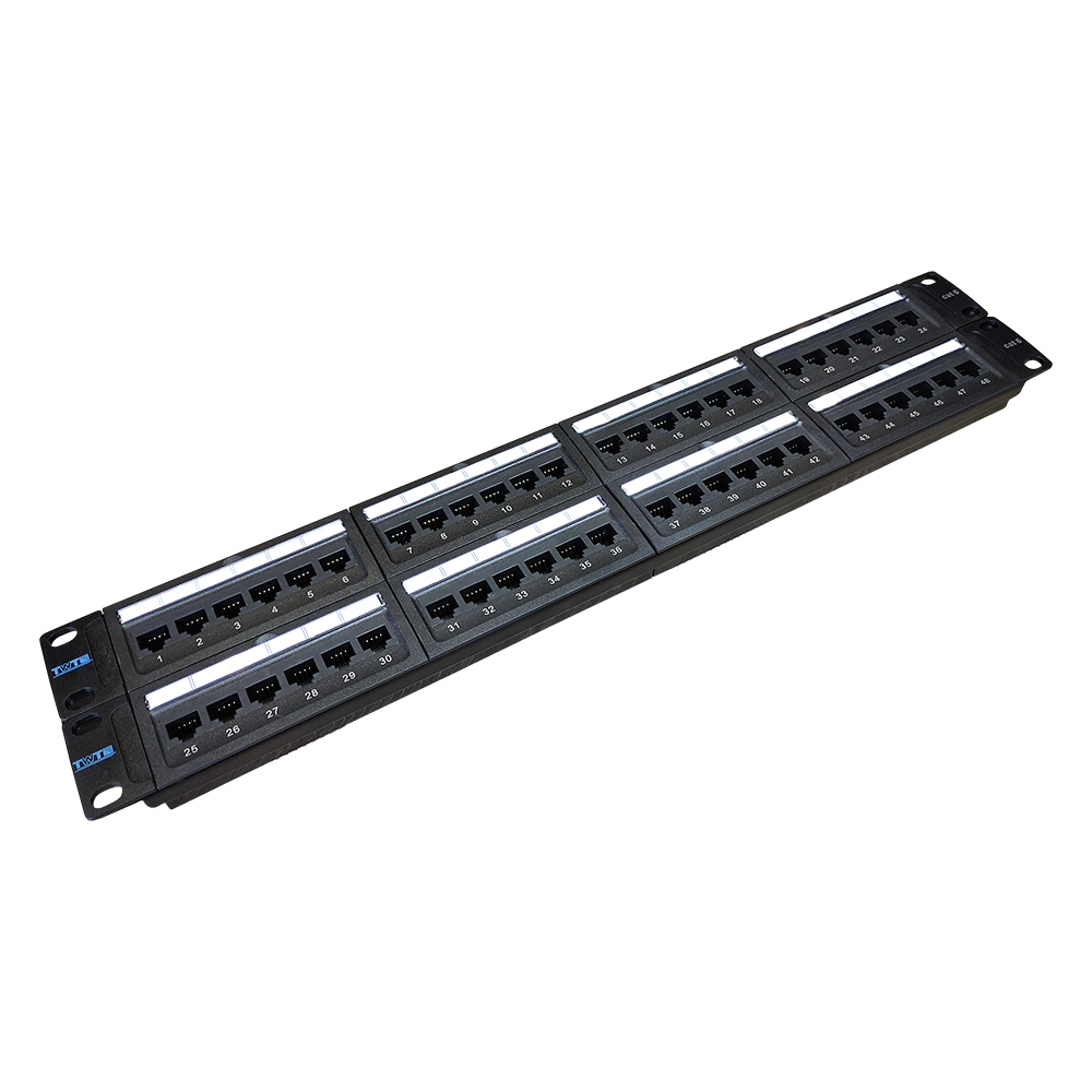Патч/Кросс-панели Патч-панель в шкаф 19 1U, порты: 48 x RJ-45 кат. 6, черный, TWT-PP48UTP/6, TWT (TWT-PP48UTP/6)