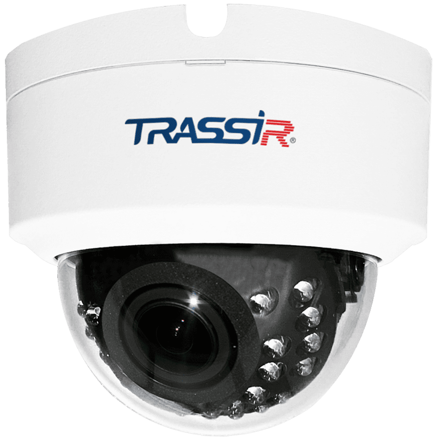 IP-камера Trassir TR-D2D5 2.8мм, уличная, купольная, 2Мпикс, CMOS, до 1920x1080, до 25кадров/с, ИК подсветка 15м, POE, -40 °C/+60 °C, белый (TR-D2D5 2.8)