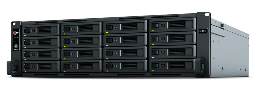 Сетевые накопители Сетевой накопитель (NAS) Synology RackStation RS4021XS+, слоты 16x2.5/3.5 SATA3, 4x1 Гбит/с + 2x10 Гбит/с, 2xUSB 3.X, Intel Xeon D-1541/8x2.1GHz, DDR4 16Gb, 800W, 3U, (RS4021XS+)