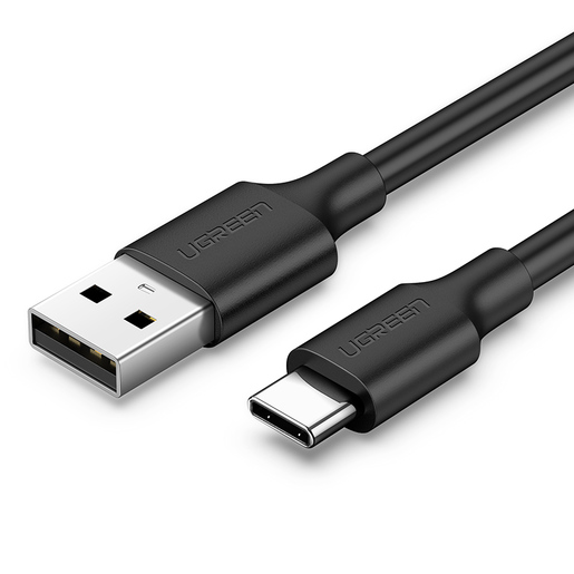 Кабель USB-USB Type-C, 3A быстрая зарядка, 2м, черный UGREEN US287 (60118)