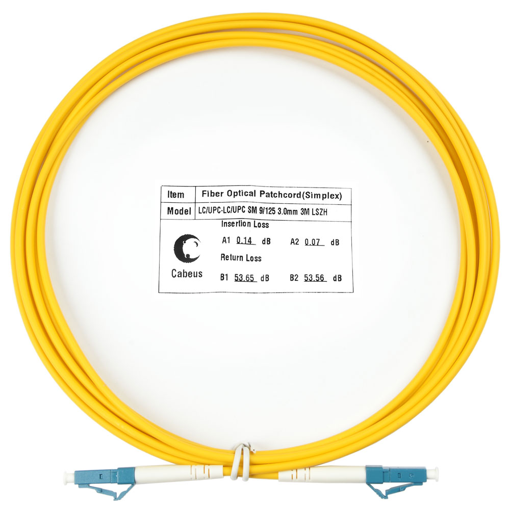 Патч-корд оптический Cabeus FOP(s)-9-LC-LC-3m, LC/UPC-LC/UPC, одномодовый, 9/125, G.652.D & G.657.A1, одинарный, 3м, желтый (FOP(s)-9-LC-LC-3m)