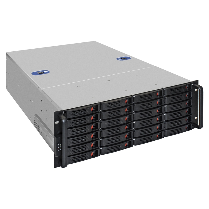 Корпус Exegate Pro 4U660-HS24/1000ADS, SSI EEB, 4U RM, 24x3.5 HS, 1x1000 Вт, черный/серебристый (EX293581RUS)