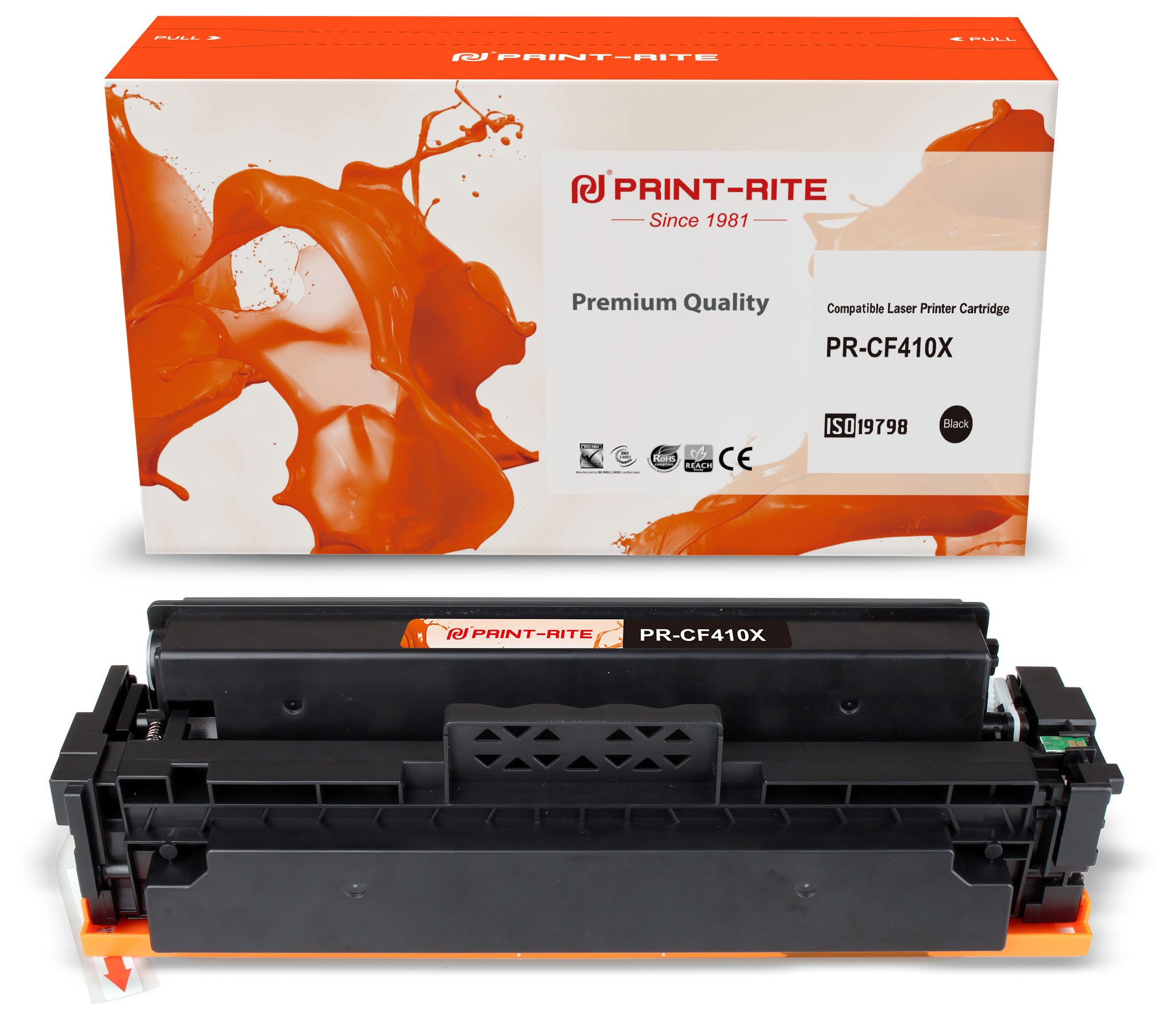 Картридж лазерный Print-Rite PR-CF410X (№410X/CF410X), черный, 6500 страниц, совместимый для CLJ Pro M452dn/ M452dw/M477fdn/M477fdw